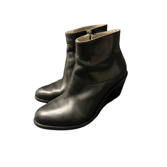 All Saints Womens Black Leather Ankle Booties‎ Side Zip Size 37/6 - Picture 2 of 8